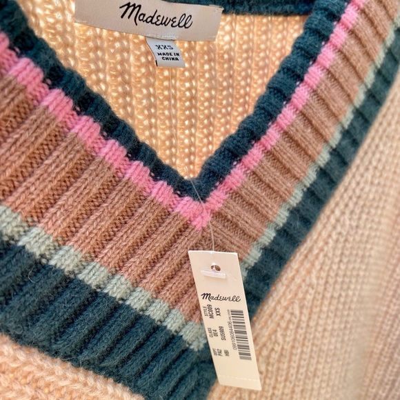 Madewell Tipped Forrest V Neck Sweater Unworn w Tag Size XXS Oversized Comfy - Picture 4 of 9